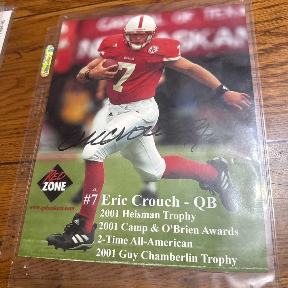 ERIC CROUCH SIGNED NEBRASKA CORNHUSKERS 8X10 PHOTO W/2001 HEISMAN BECKETT BAS #7